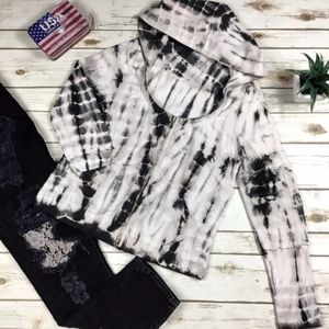Tie Dye Zip Up Jacket Top with Hood HOODIE by XCVI